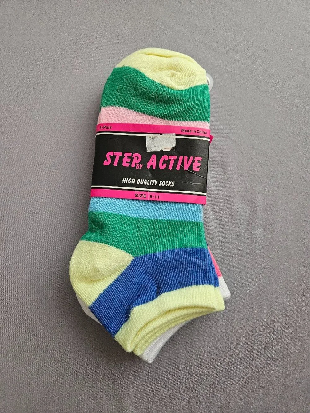 Pack Of 3 Multi Color Stripe Ankle Socks Size 9-11 NWT